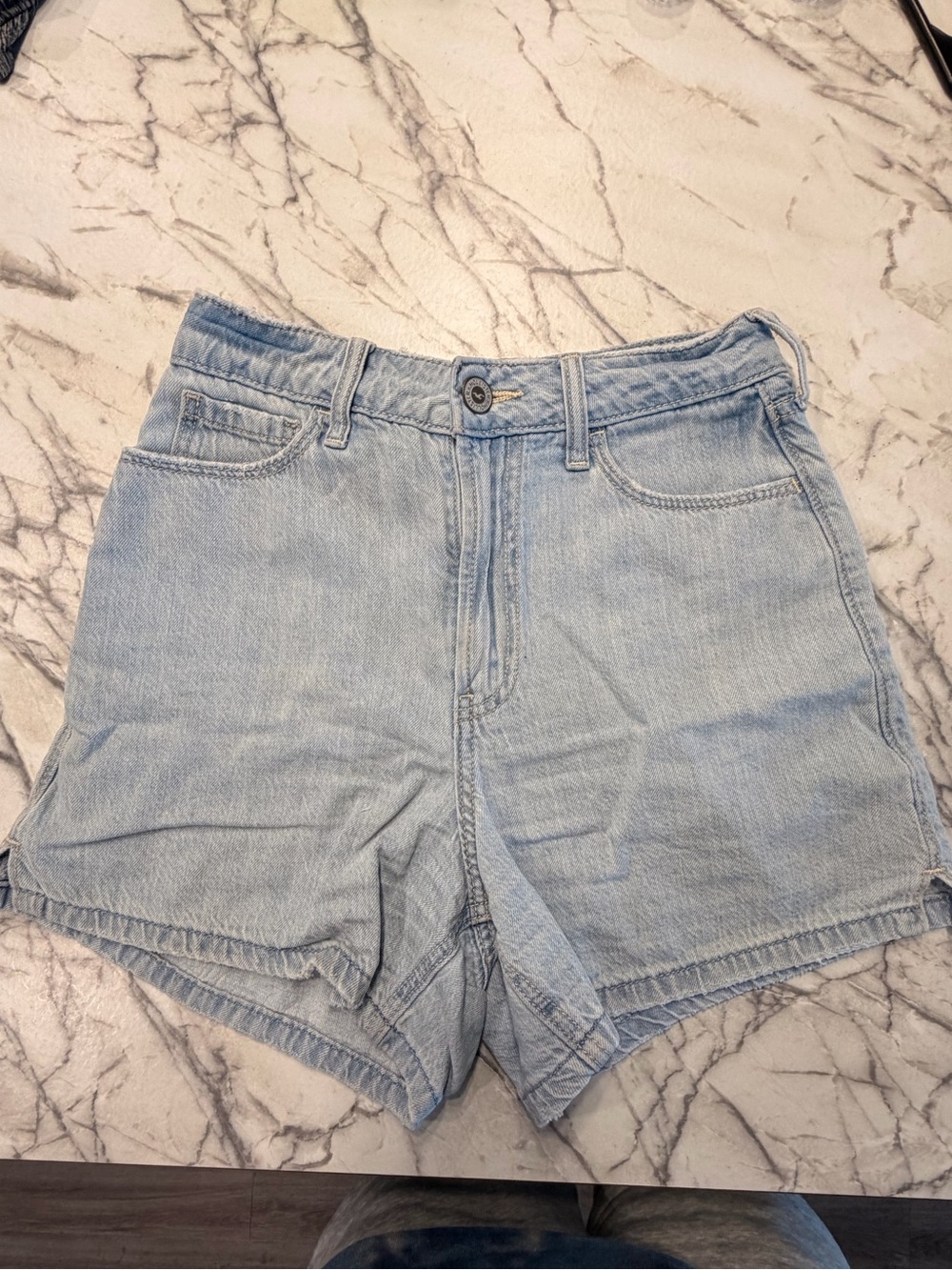 Hollister Light Blue High-Rise Denim Shorts